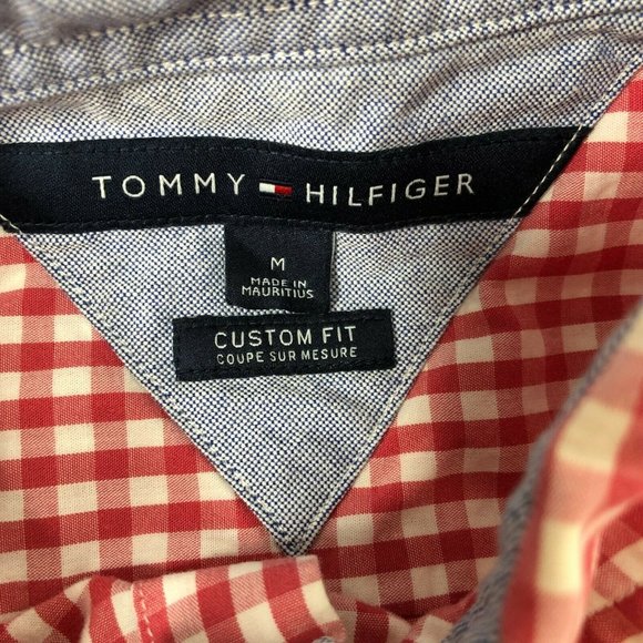Tommy Hilfiger Button Down Shirt Mens M Red Gingham Checks Long Sleeves Cotton - Picture 5 of 8
